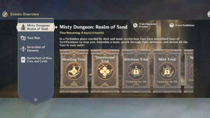 Guide de l'événement Genshin Impact Misty Dungeon Realm of Sand
