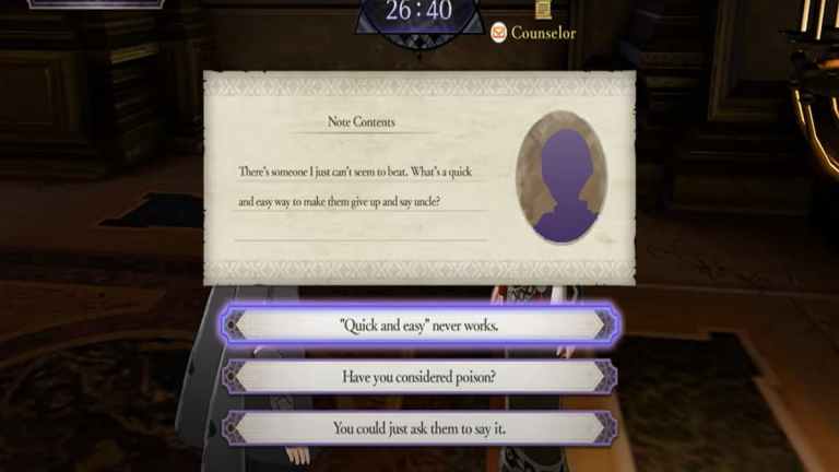 Réponses de la boîte de conseils Fire Emblem Three Houses (avant le saut de temps)