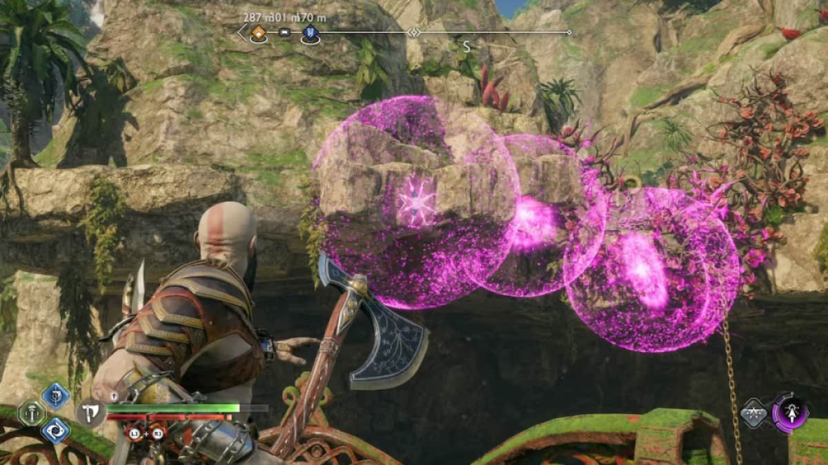 Enchaîner les flèches Sigil pour supprimer les vignes rouges dans God of War Ragnarok