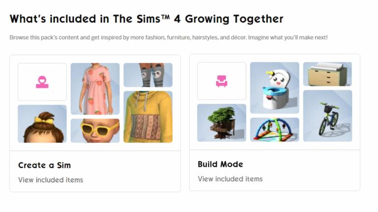 Tous les articles CAS et à construire/acheter dans le pack d'extension Les Sims 4 Grandir Ensemble