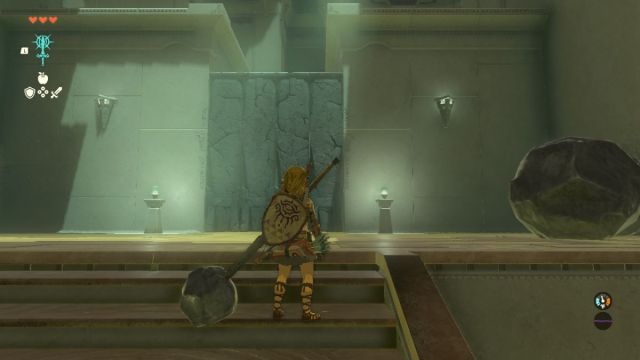 Zelda Tears of the Kingdom In-isa Shrine fusion de rochers avec un puzzle en pierre claymore