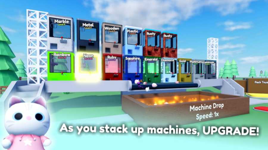 Pile de machines jouets dans Roblox Toy Empire Tycoon