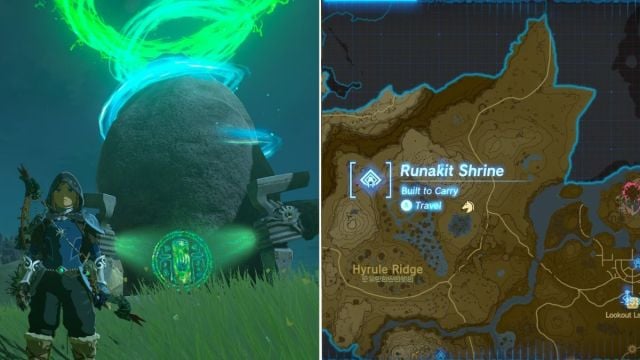 Zelda Tears of the Kingdom Runakit Shrine Construit pour transporter l'emplacement de la carte du puzzle 