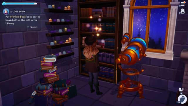 Disney Dreamlight Valley Fairy Godmother Lost Book Quest bibliothèque scintillante