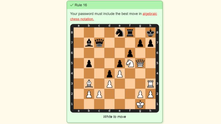 Règle 16 du jeu du mot de passe – Meilleur coup en notation algébrique aux échecs