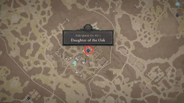 Emplacement de la carte du guide Diablo 4 Daughter of the Oak Quest