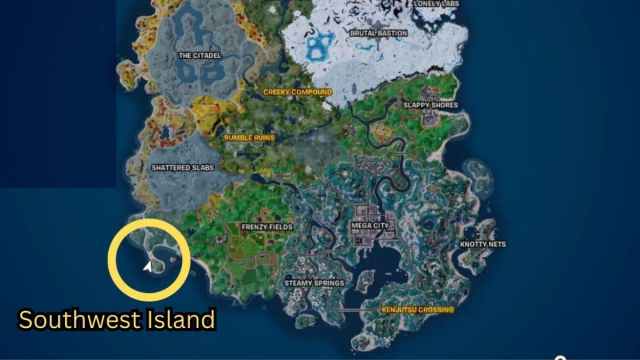Emplacement de la carte Fortnite Southwest Island