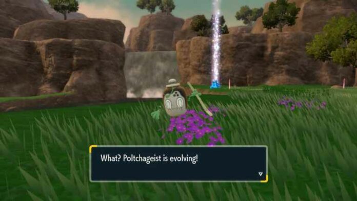 Masque Pokémon Écarlate et Violet Sarcelle : Comment faire évoluer Poltchageist en Sinistcha
