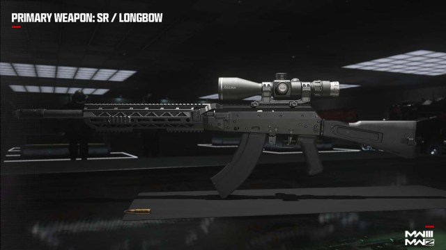 Fusil de précision Longbow noir avec lunette argentée affichée
