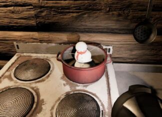 A snowman in a pot.