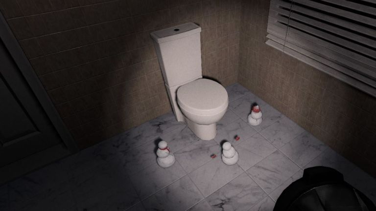 Snowmen worshiping a toilet in Phasmophobia