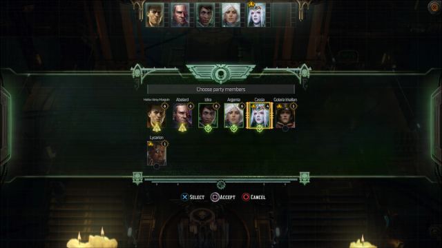 écran de sélection du groupe de commerçants voyou de Warhammer 40k
