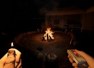 Lighting a campfire in Phasmophobia.