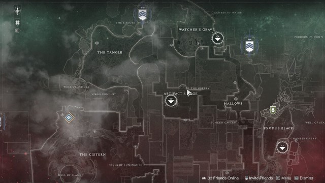 Emplacement du secteur perdu de l'Orrery sur la carte de Nessus dans Destiny 2
