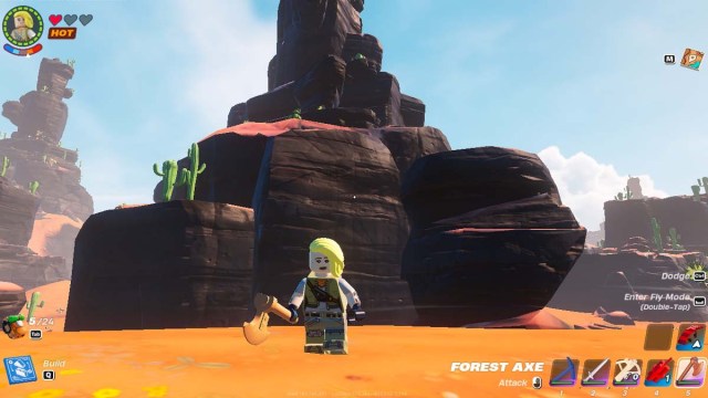 Personnage Lego Frotnite tenant une hache forestière