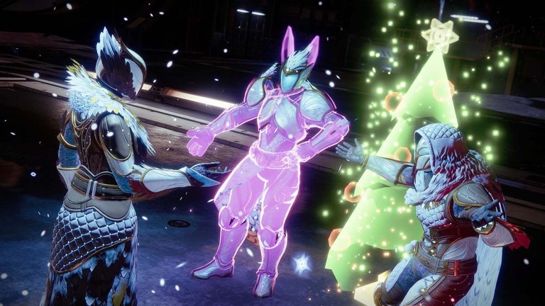 Three Guardians in Dawning armor having fun