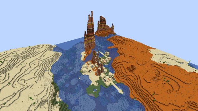 Village désertique et badlands dans Minecraft