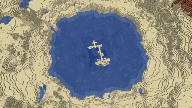 Village désertique sur le lac dans Minecraft