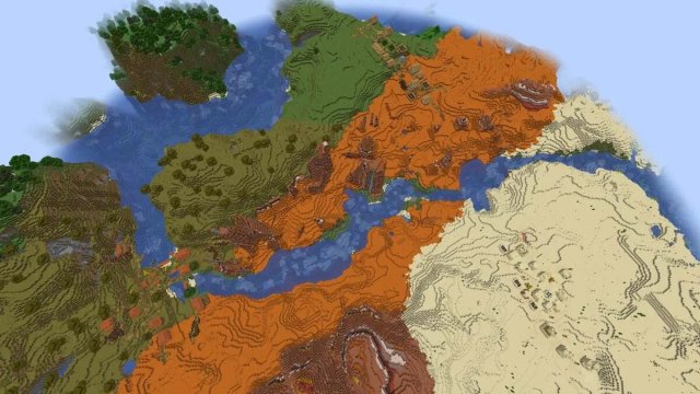 Village désertique et divers biomes dans Minecraft