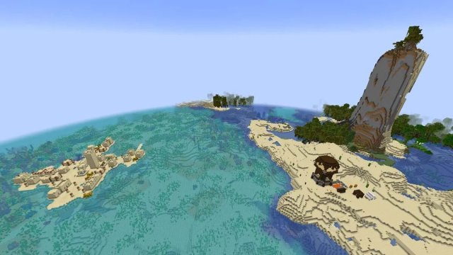 Village insulaire désert et avant-poste dans Minecraft