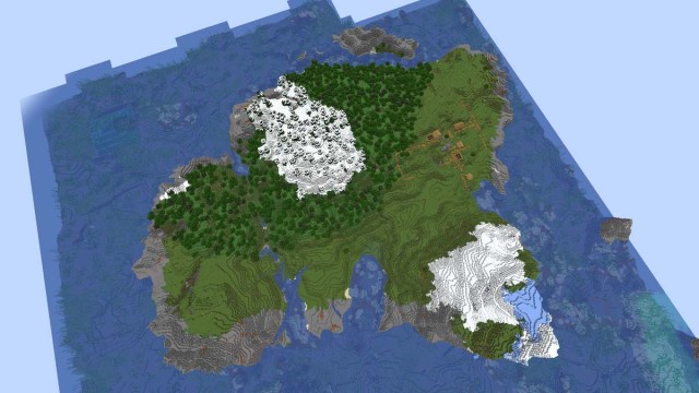 Village insulaire de montagne à l'apparition dans Minecraft
