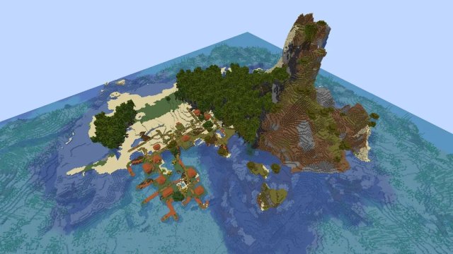 Village insulaire de mangrove à l'apparition dans Minecraft