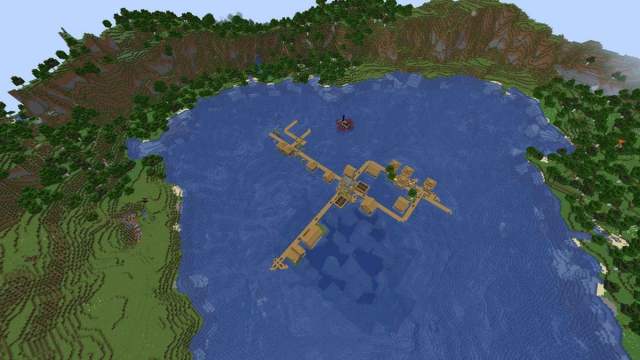 Village de Lake Island à l'apparition dans Minecraft