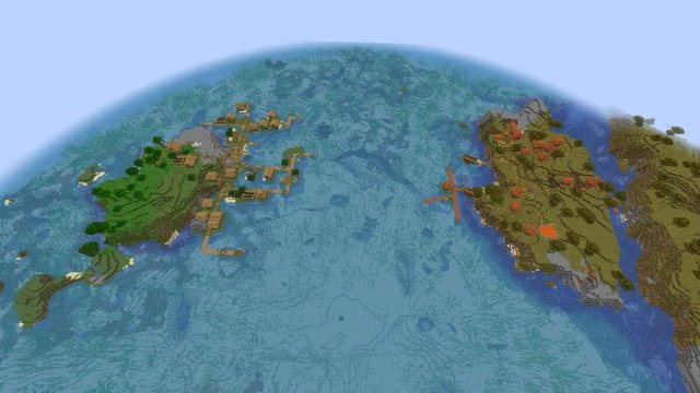 Village insulaire océanique chaleureux à l'apparition dans Minecraft