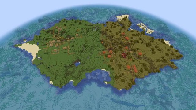 Village à double île à l'apparition dans Minecraft