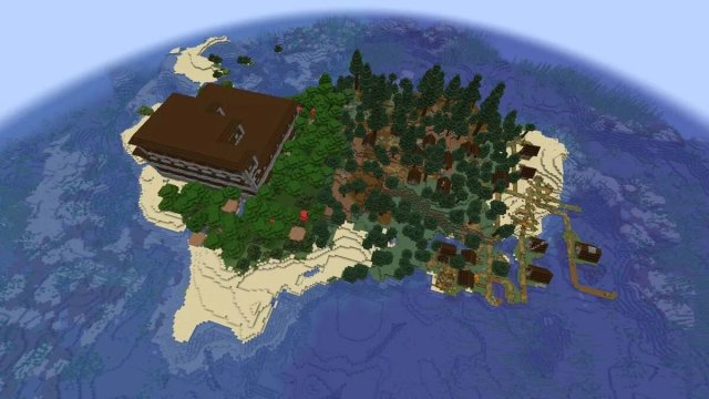Manoir et village insulaire à l'apparition dans Minecraft