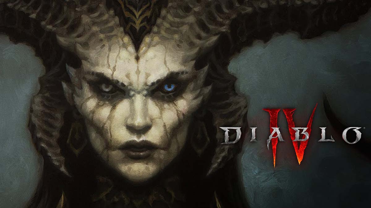 Visage de démon avec un titre Diablo 4 au premier plan