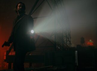 Promo Image for Alan Wake 2; featuring Alan holding a flashlight