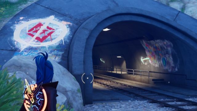 L'emplacement de la peinture en aérosol du boîtier d'arme de la saison 1 du chapitre 5 de Fortnite révélé dans le tunnel ferroviaire.