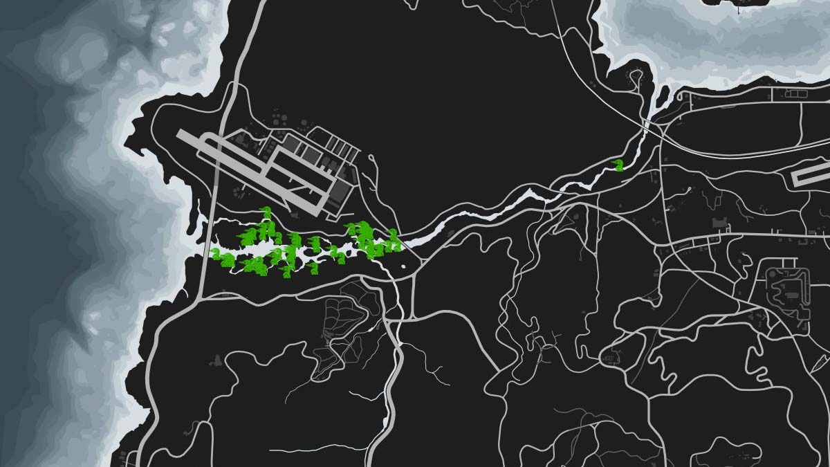 Grands emplacements d'animaux cormorans sur la carte GTA 5 Online