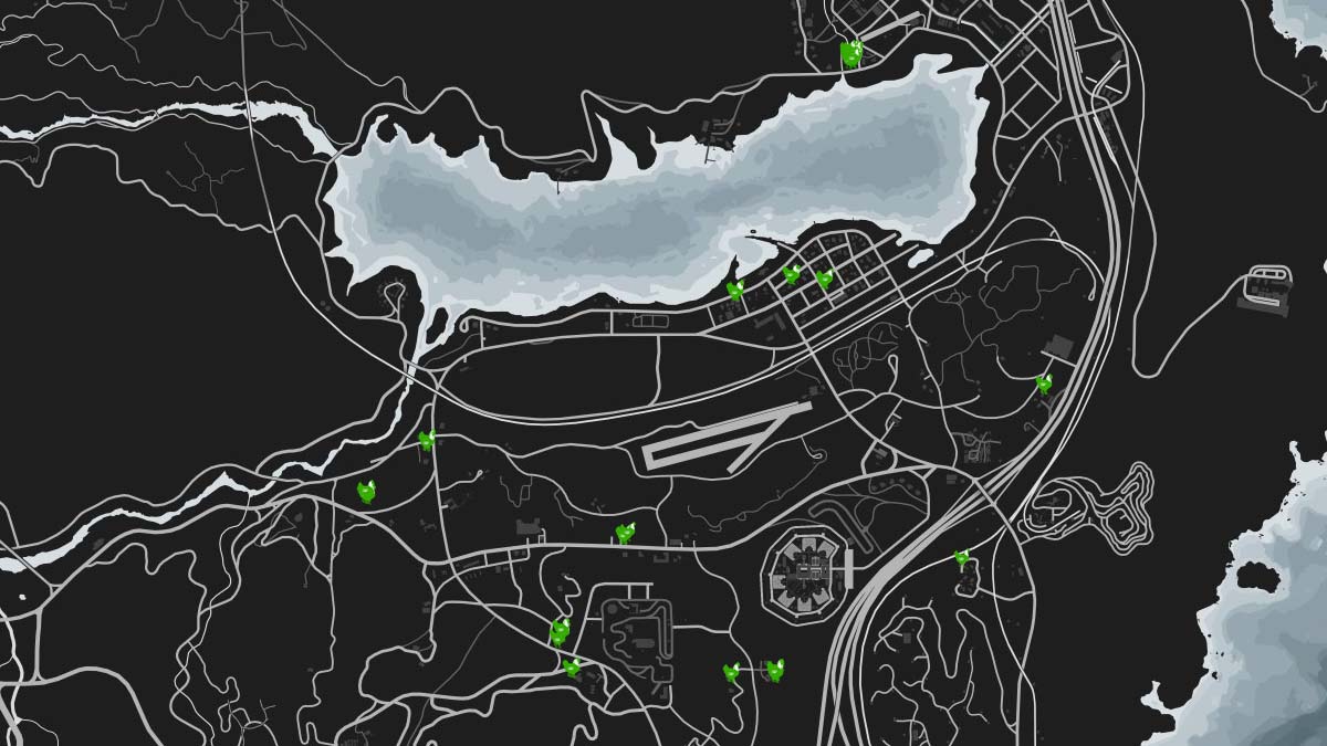 Emplacements des animaux poules sur la carte de GTA 5 Online