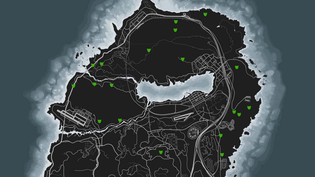 Emplacements des animaux des lions de montagne sur la carte de GTA 5 Online