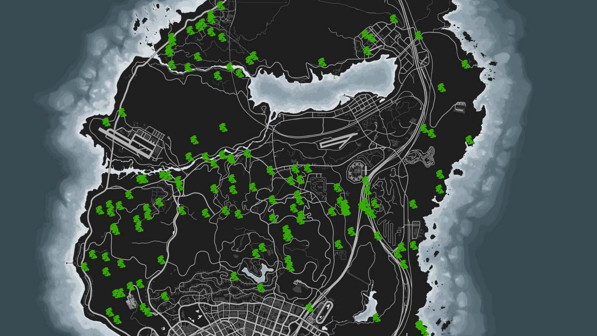 Emplacements des animaux lapins sur la carte GTA 5 Online