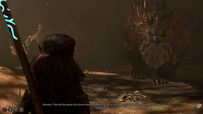 baldurs gate 3 main character speaking the owlbear mother