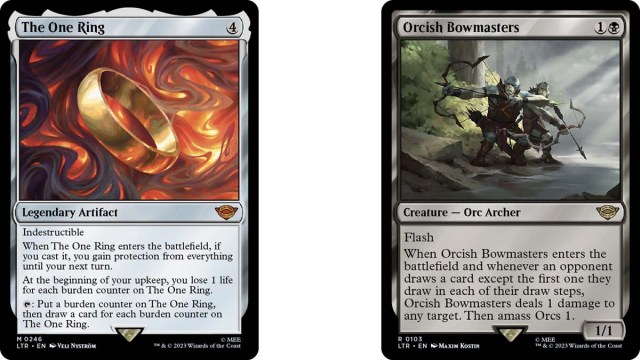 Les cartes One Ring et Orcish Bowmasters de MtG