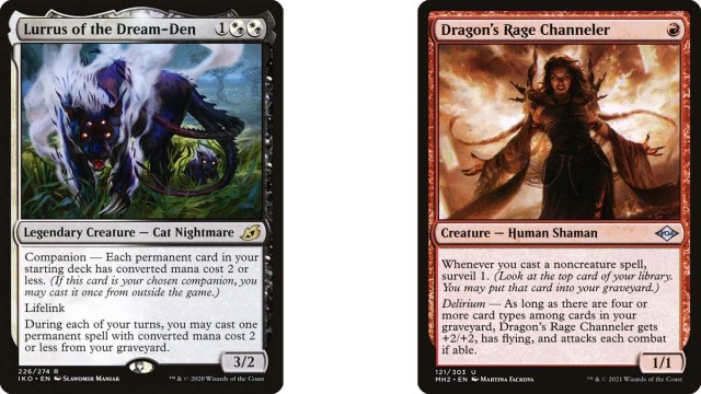 Cartes Lurrus et Dragon's Rage Channeler de MtG