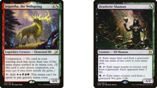 Cartes Jegantha et Deathrite Shaman de MtG