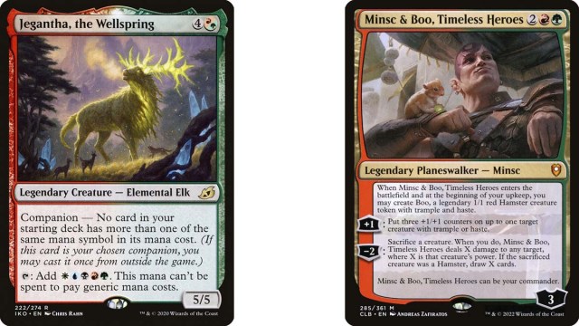 Cartes de planeswalker Jegantha et Minsc de MtG