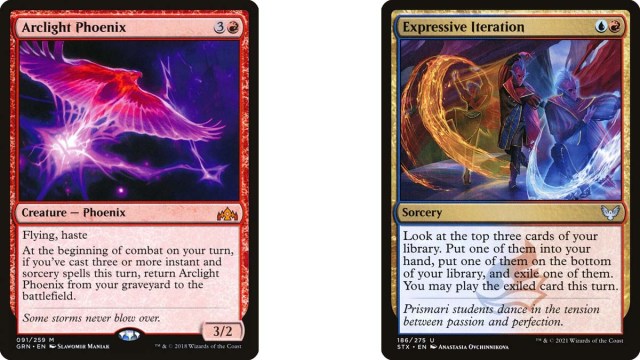 Cartes Arclight Phoenix et Expressive Iteration de MtG