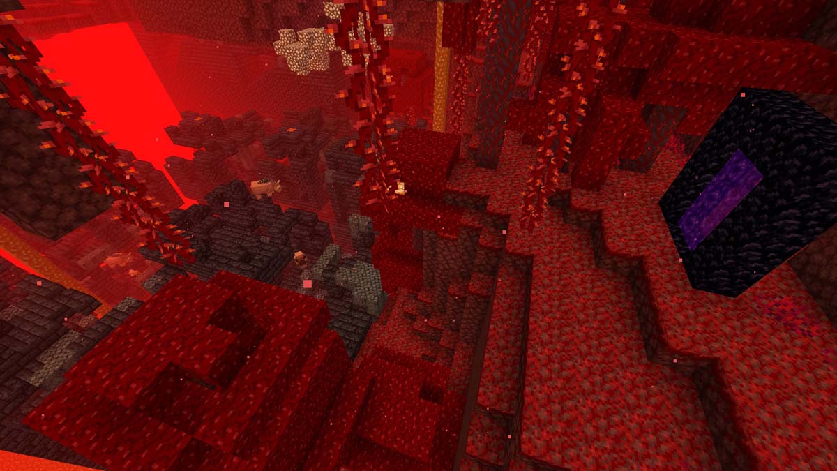Ruines du Nether à l'apparition dans Minecraft