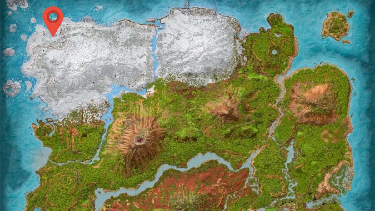Emplacement de la grotte au nord-ouest sur la carte Ark: Survival Ascended