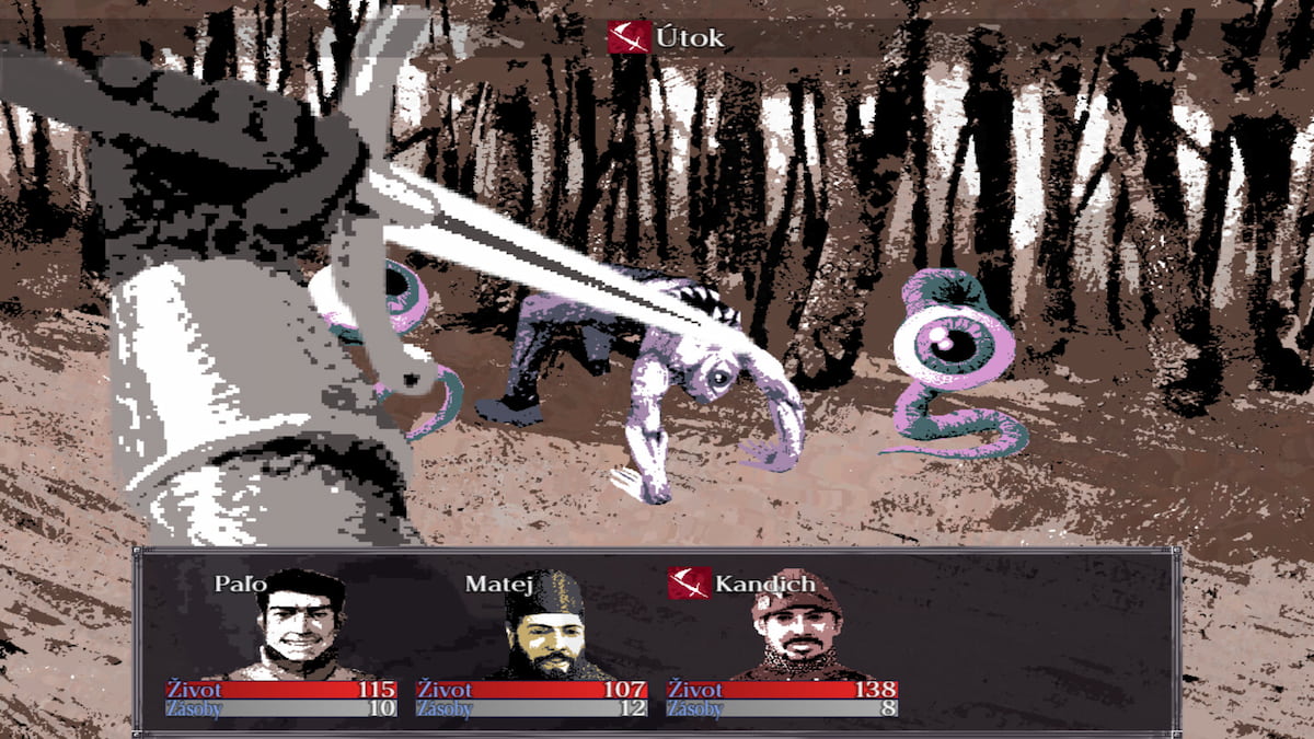 Le personnage principal de Felvidek combat des monstres avec une épée du point de vue de la première personne.
