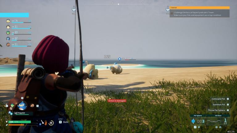 Player shooting an arrow at Teafant