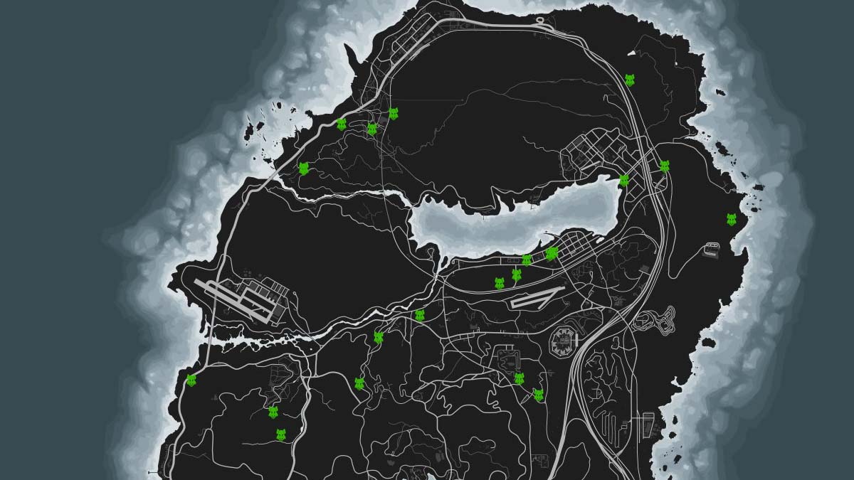 Emplacements des sangliers sur la carte de GTA 5 Online