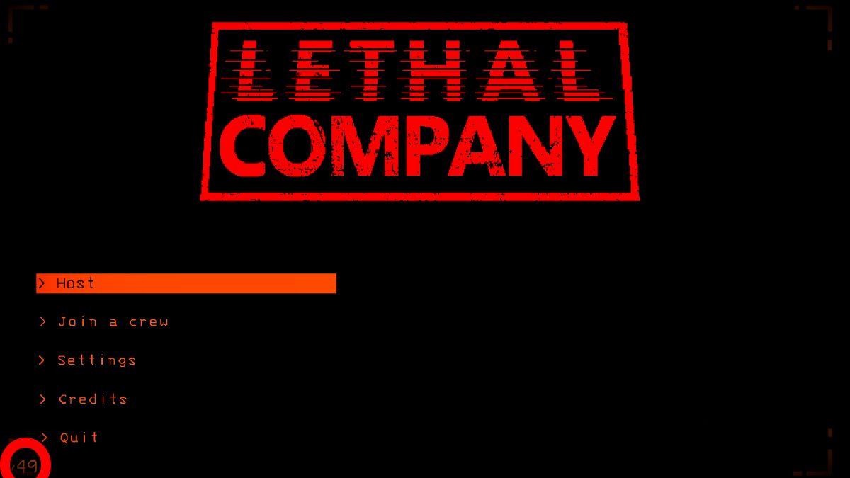 Menu principal de Lethal Company v49.
