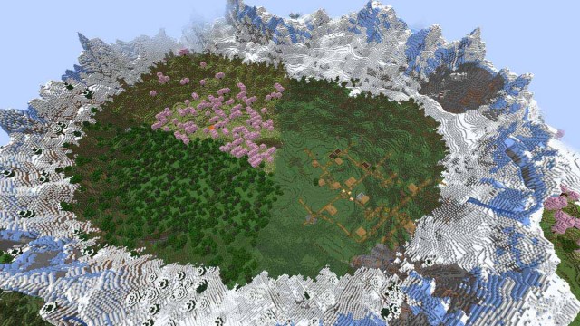 Village de montagne en anneau dans Minecraft